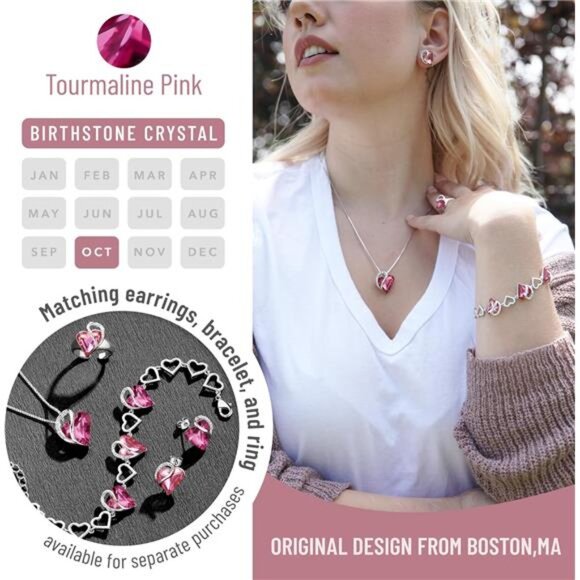 Infinity Heart Birthstone Necklace for Women Crystal Pendant Birthday Jewelry Gi - Picture 4 of 7